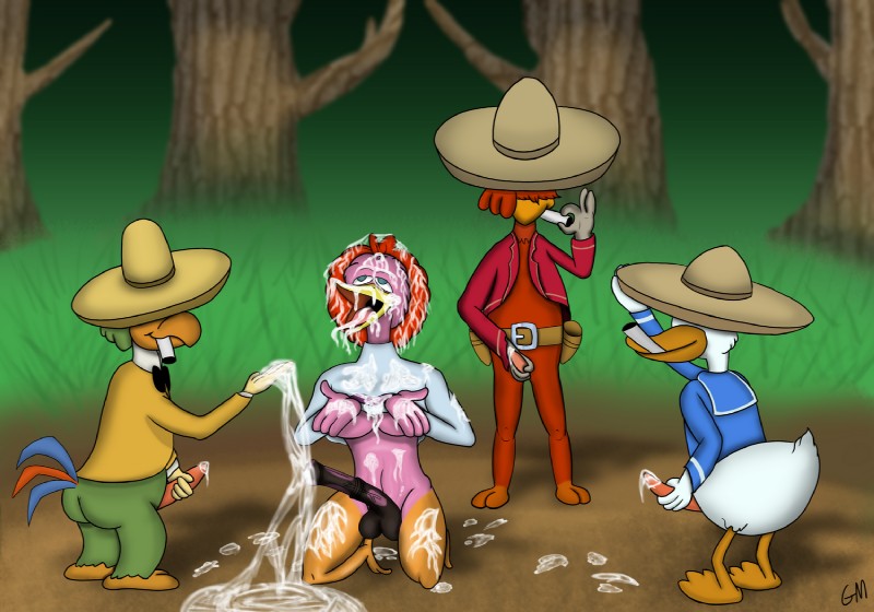 aracuan bird, donald duck, jose carioca, and panchito pistoles (the three caballeros and etc) created by gamemaniac