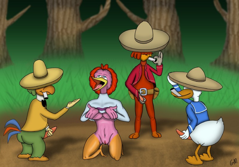 aracuan bird, donald duck, jose carioca, and panchito pistoles (the three caballeros and etc) created by gamemaniac