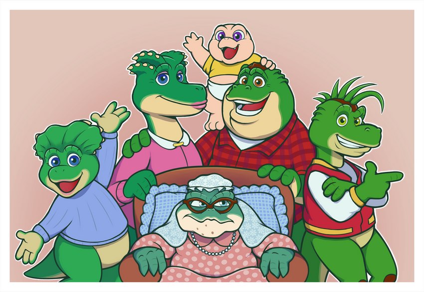 charlene sinclair, robbie sinclair, ethyl phillips, baby sinclair, earl sinclair, and etc (dinosaurs (series)) created by p-fritz