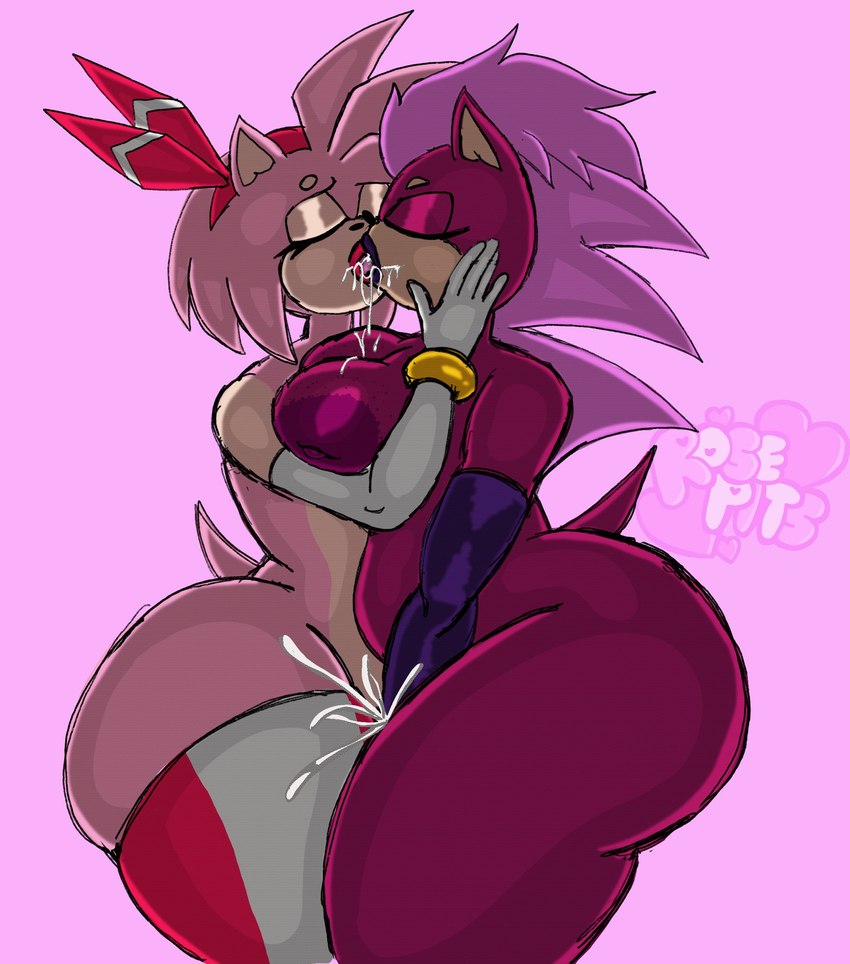 amy rose and sonia the hedgehog (sonic the hedgehog (series) and etc) created by rosepits