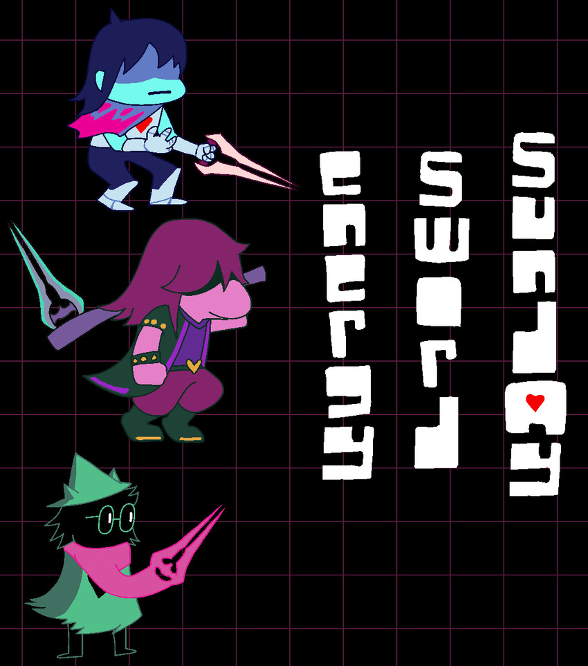kris dreemurr, ralsei, and susie (undertale (series) and etc) created by skellyanon