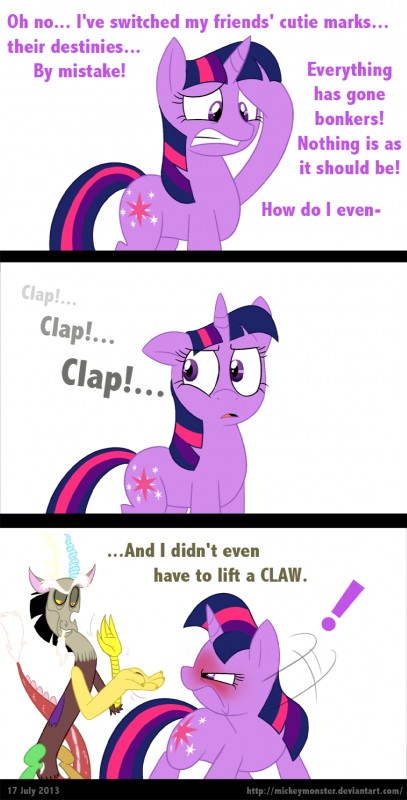 discord and twilight sparkle (friendship is magic and etc) created by mickeymonster