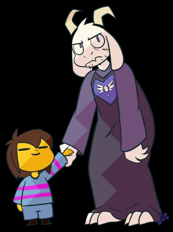 asriel dreemurr and frisk (undertale (series) and etc) created by potoobrigham