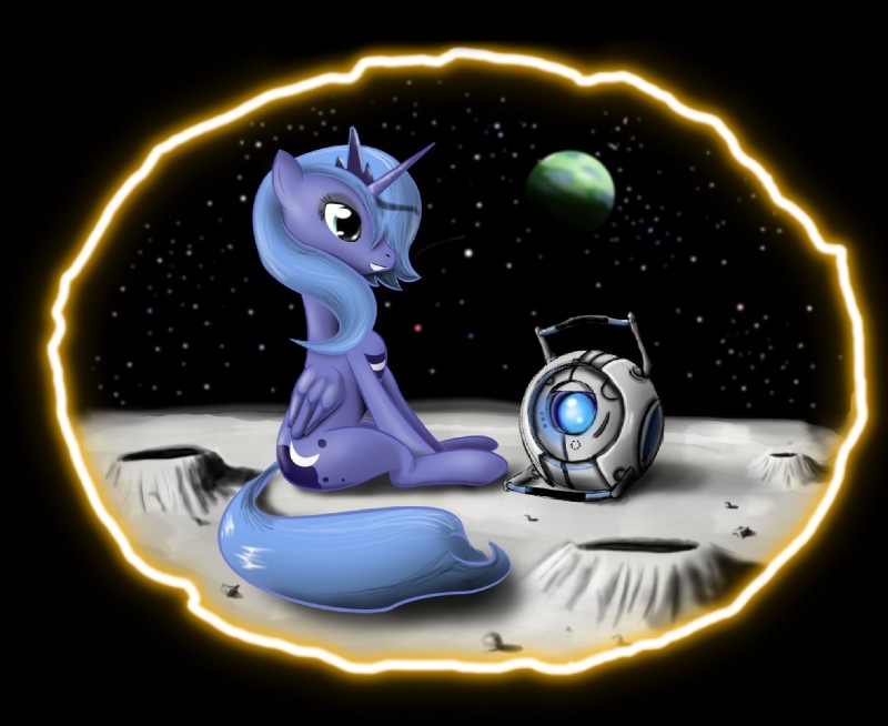 princess luna and wheatley (friendship is magic and etc) created by hereticofdune