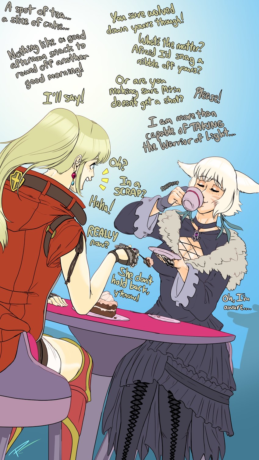 lyse hext, warrior of light, and y'shtola rhul (final fantasy xiv: heavensward and etc) created by fakeryway