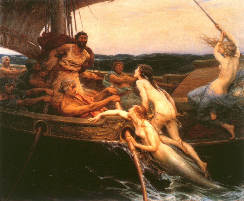 odysseus (ulysses and the sirens (painting) and etc) created by herbert james draper