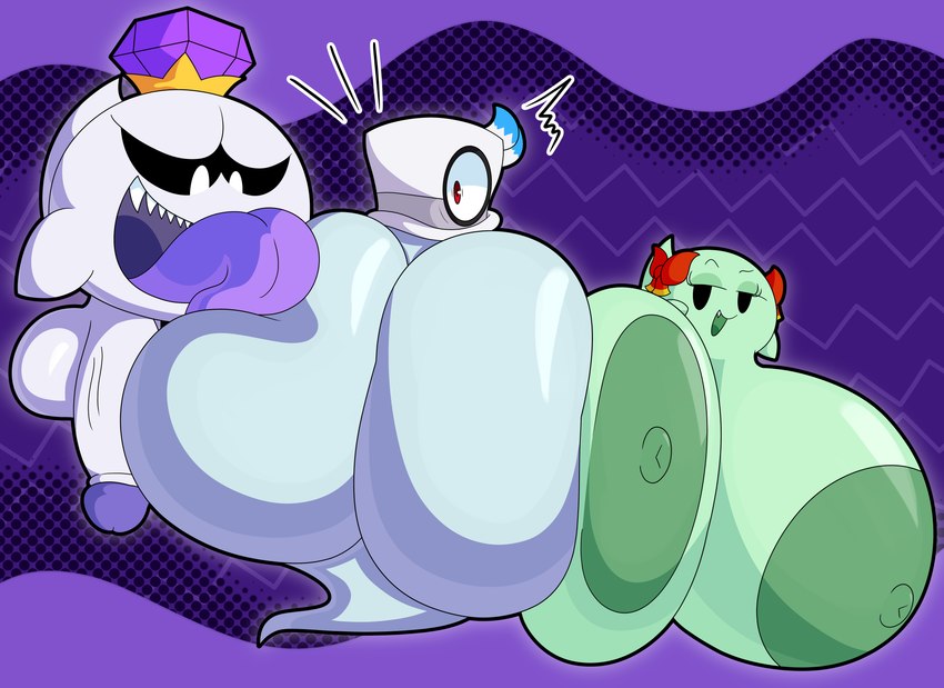 cappy, king boo, and lady bow (super mario odyssey and etc) created by cyandrive98