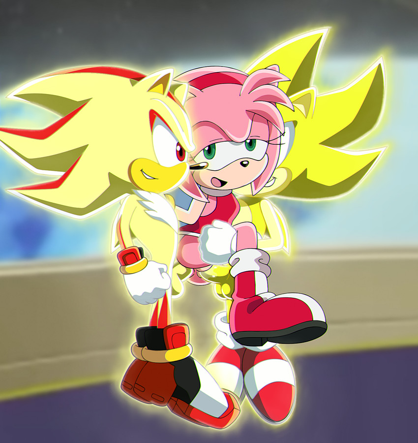 amy rose, shadow the hedgehog, sonic the hedgehog, super shadow, and super sonic (sonic the hedgehog (series) and etc) created by anonymous artist
