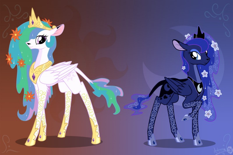 princess celestia and princess luna (friendship is magic and etc) created by sirzi