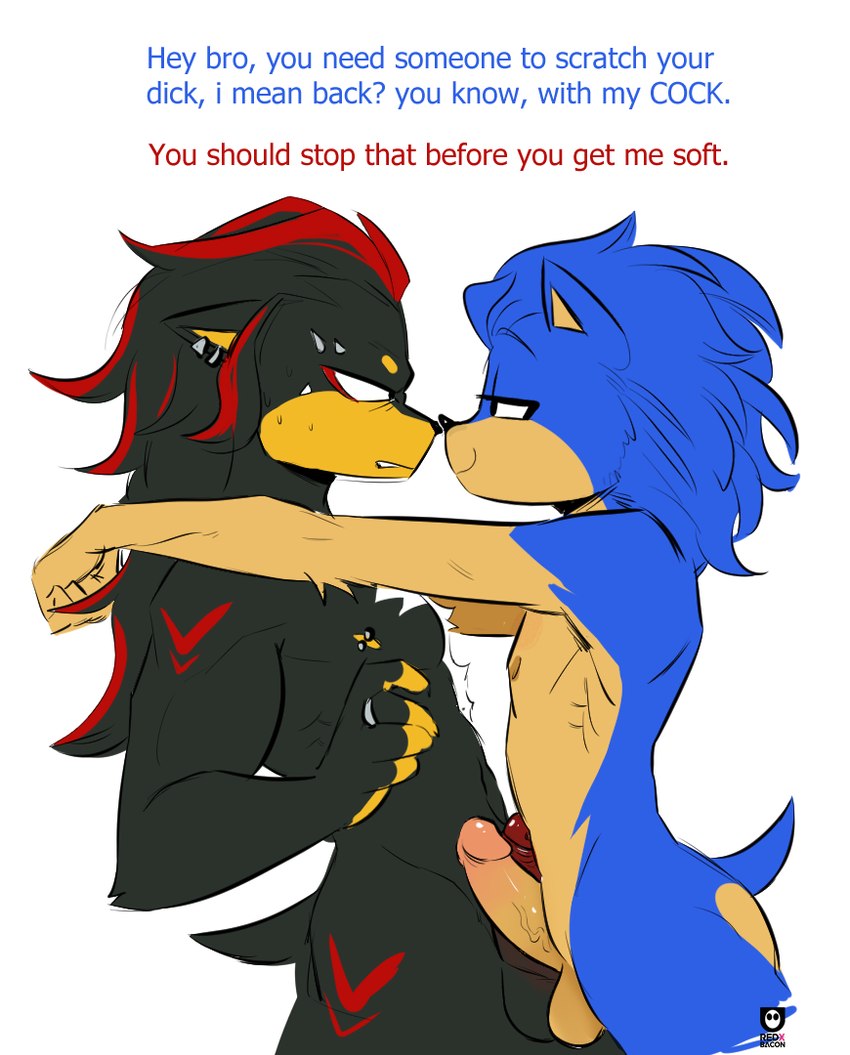 shadow the hedgehog and sonic the hedgehog (sonic the hedgehog (series) and etc) created by redxbacon