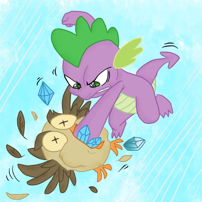 owlowiscious and spike (friendship is magic and etc) created by unknown artist