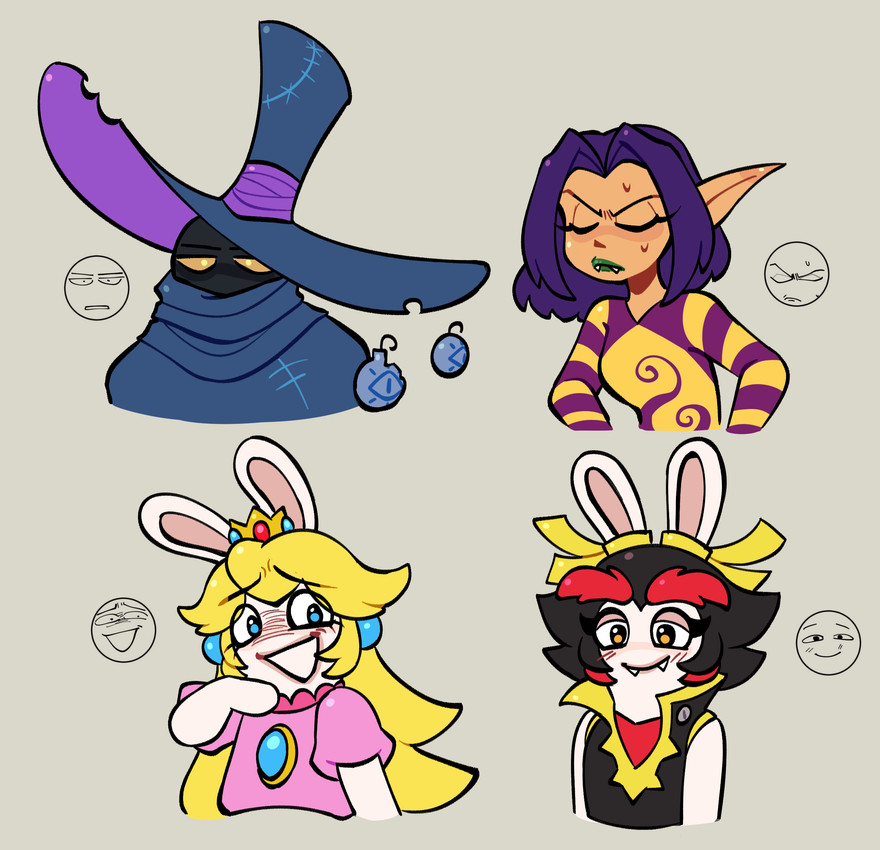 kanya, ly the fairy, mr. dark, and rabbid peach (mario plus rabbids kingdom battle and etc) created by queenly-owl