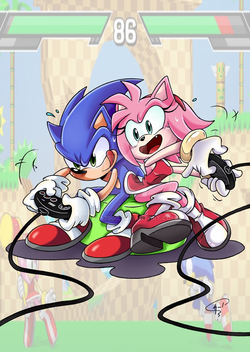 amy rose and sonic the hedgehog (sonic the hedgehog (series) and etc) created by aquila7000