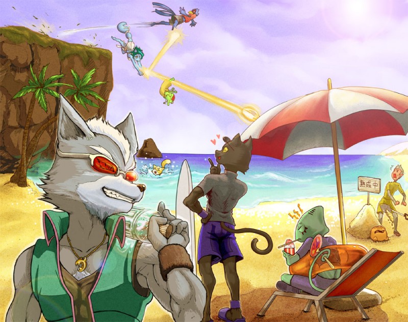 krystal, andrew oikonny, falco lombardi, panther caroso, wolf o'donnell, and etc (nintendo and etc) created by wata imo