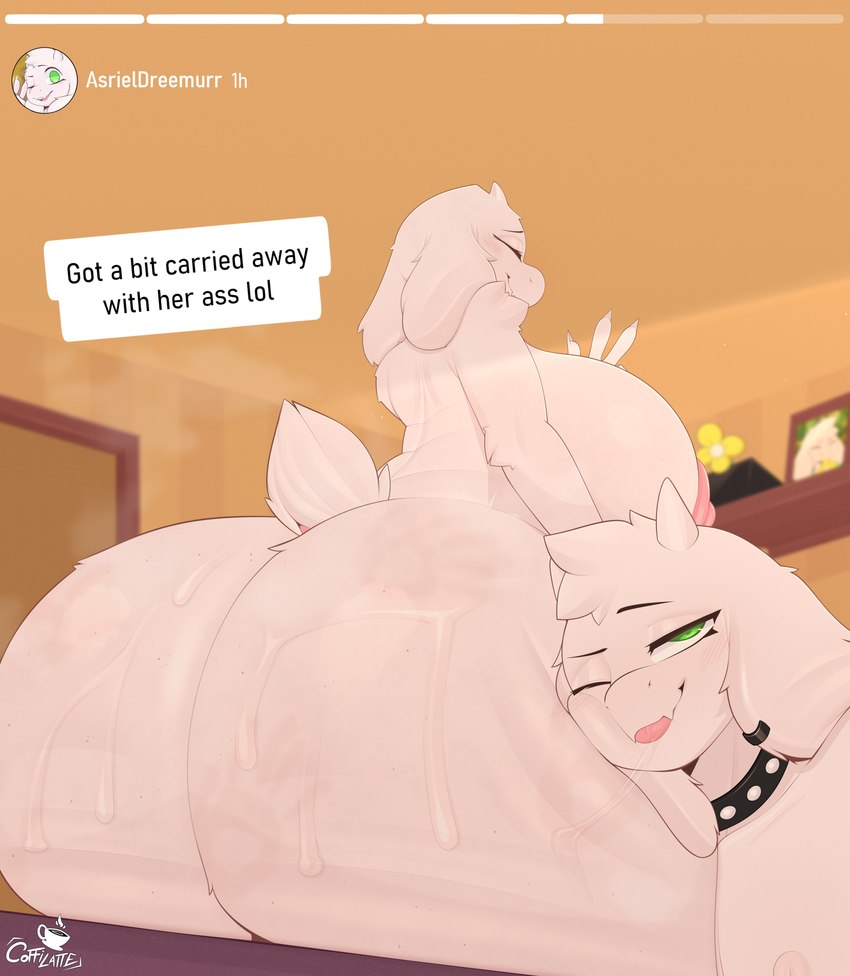 asriel dreemurr and toriel (undertale (series) and etc) created by coffilatte (artist)