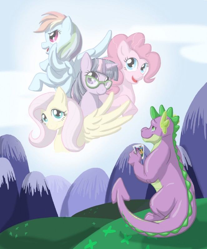 twilight sparkle, rainbow dash, fluttershy, pinkie pie, applejack, and etc (friendship is magic and etc) created by rustedrabbit