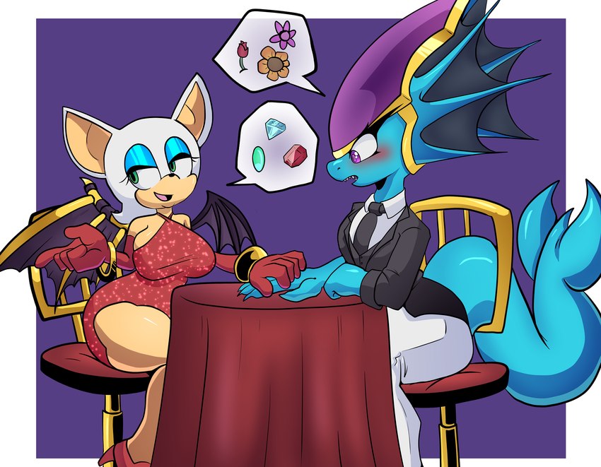 merga and rouge the bat (sonic the hedgehog (series) and etc) created by xao art