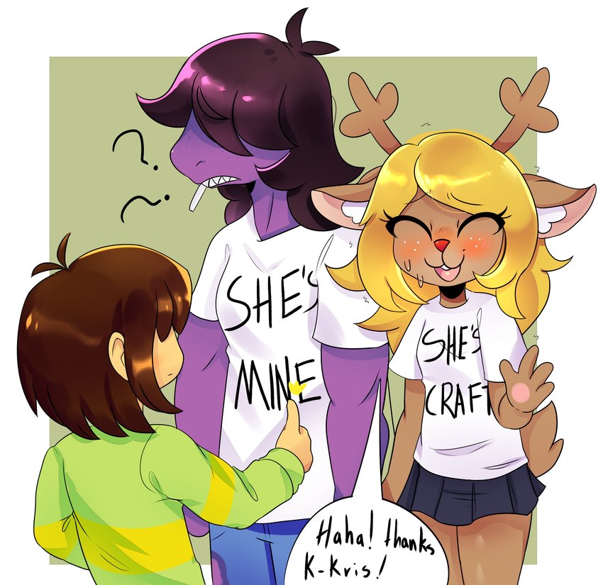 kris, noelle holiday, and susie (undertale (series) and etc) created by psibunny