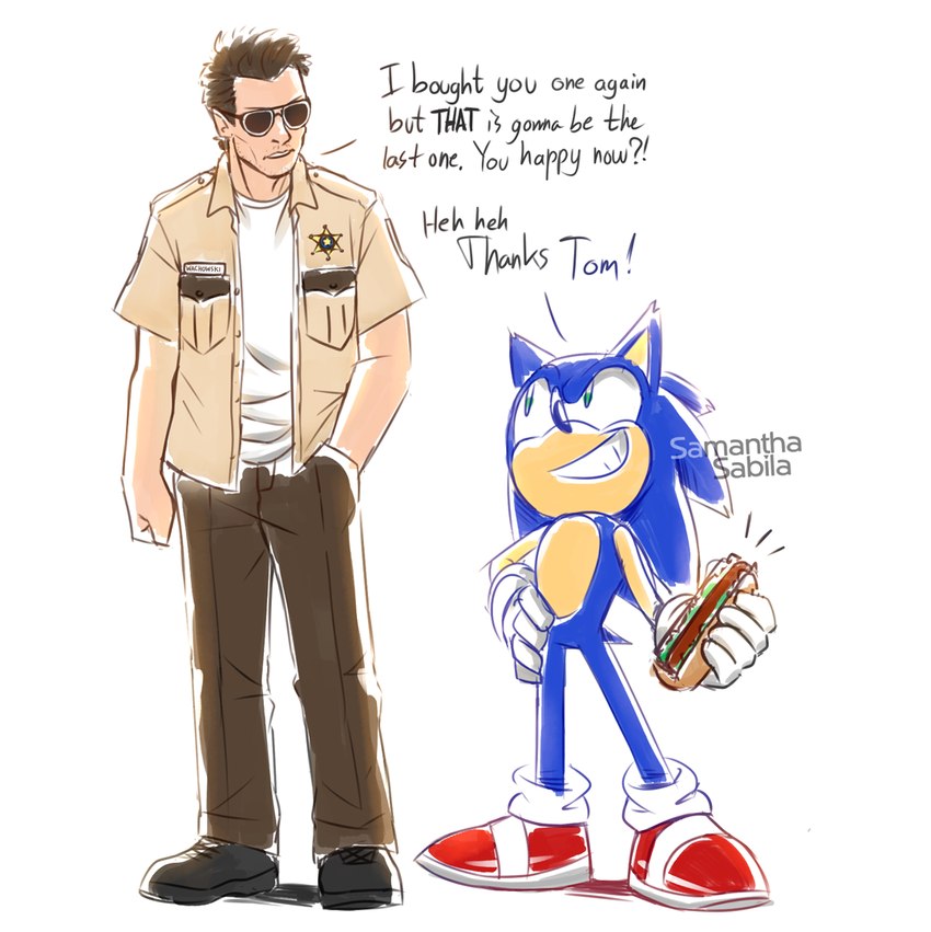 sonic the hedgehog and tom wachowski (sonic the hedgehog (series) and etc) created by samanthasabila