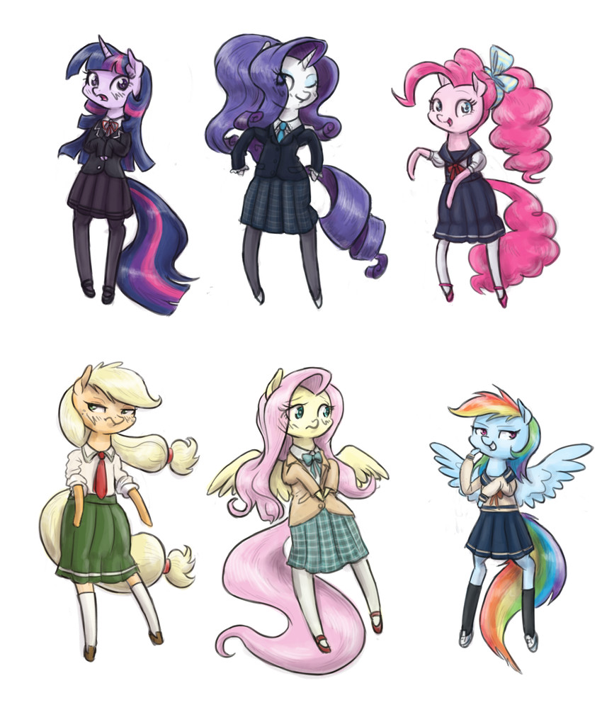 twilight sparkle, rainbow dash, fluttershy, pinkie pie, applejack, and etc (friendship is magic and etc) created by king-kakapo
