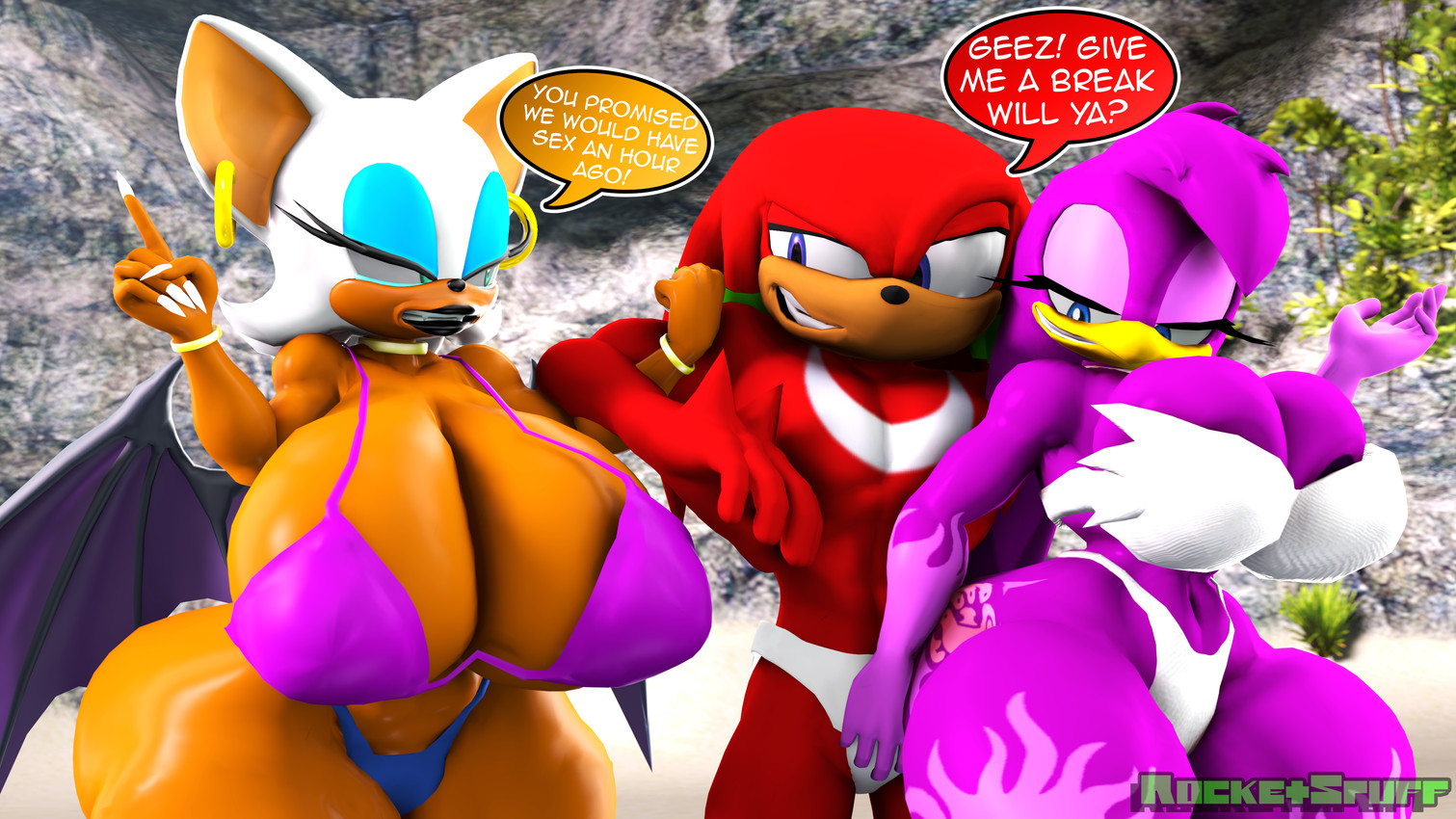 knuckles the echidna, rouge the bat, and wave the swallow (sonic the hedgehog (series) and etc) created by rocketspuff