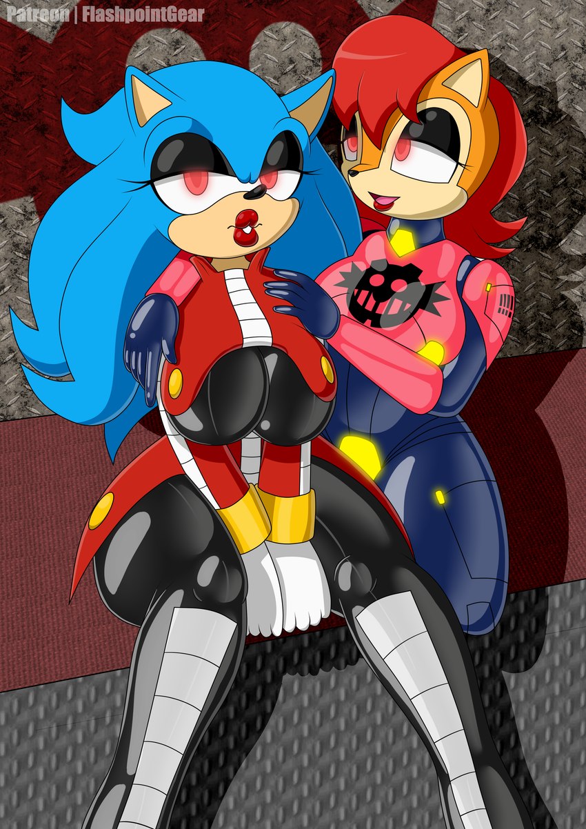 sally acorn and sonic the hedgehog (sonic the hedgehog (archie) and etc) created by flashpointgear