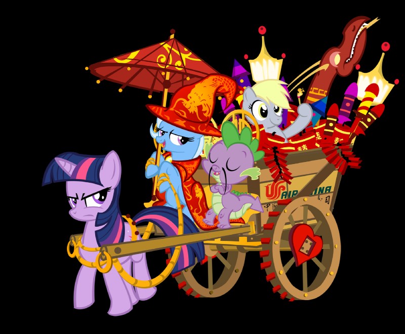 derpy hooves, spike, trixie, and twilight sparkle (friendship is magic and etc) created by pixelkitties