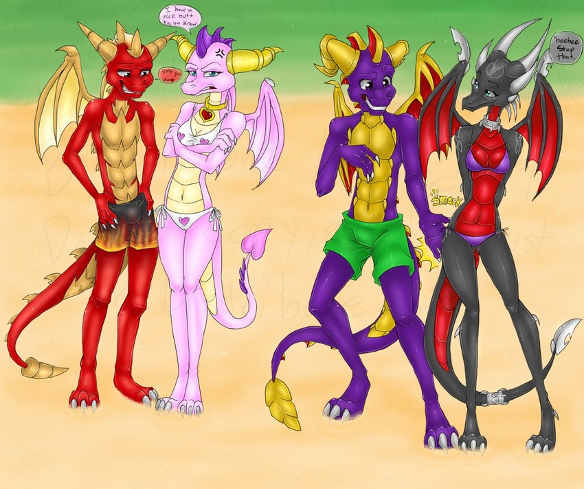 cynder, ember, flame, and spyro (spyro the dragon and etc) created by shalonesk