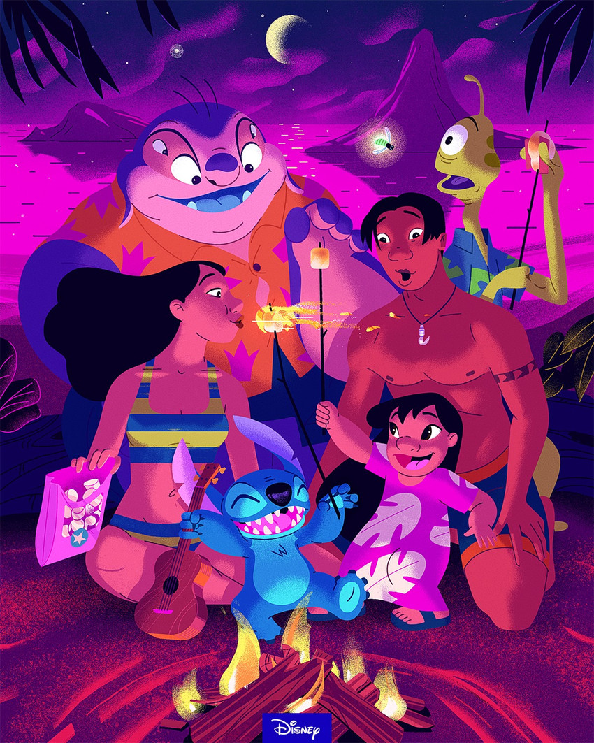 stitch, wendy pleakley, jumba jookiba, david kawena, lilo pelekai, and etc (lilo and stitch and etc) created by unknown artist