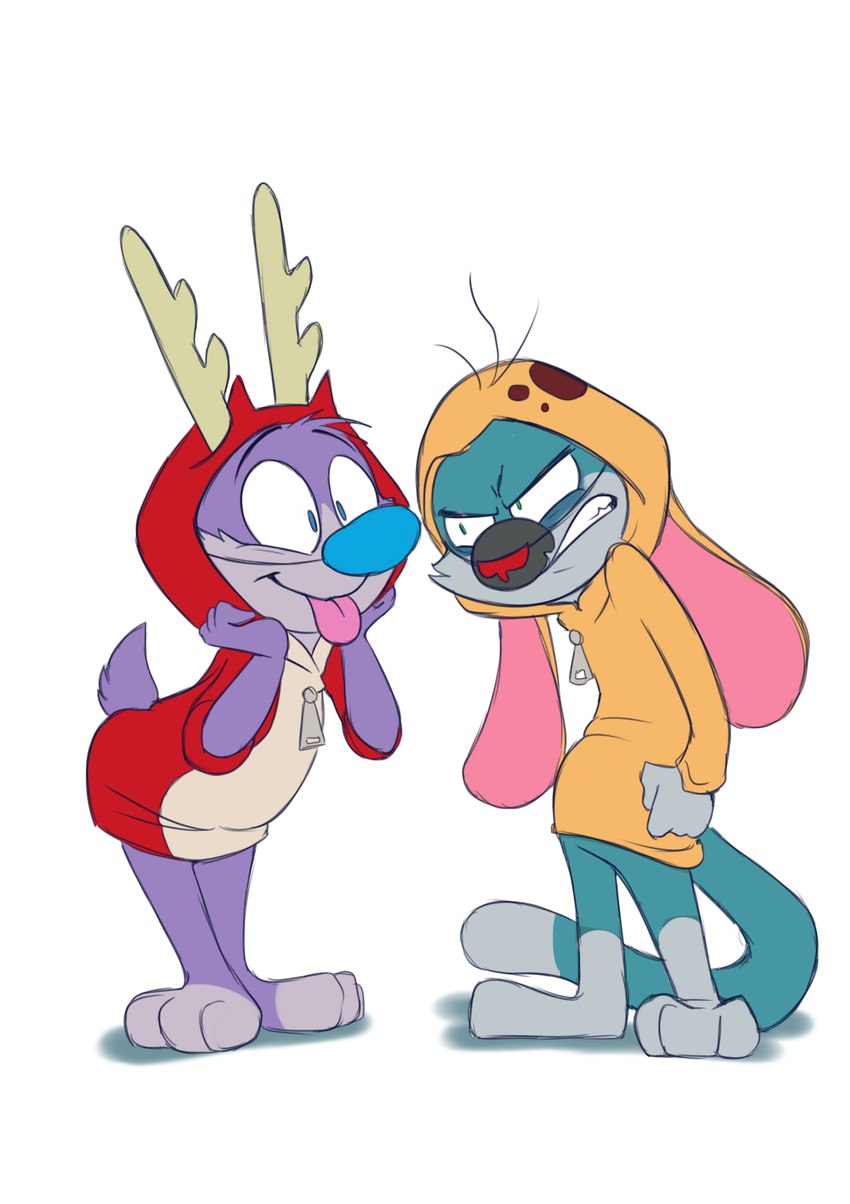 fatigue, ren höek, sheen, and stimpy j. cat (ren and stimpy and etc) created by 8-bit-britt