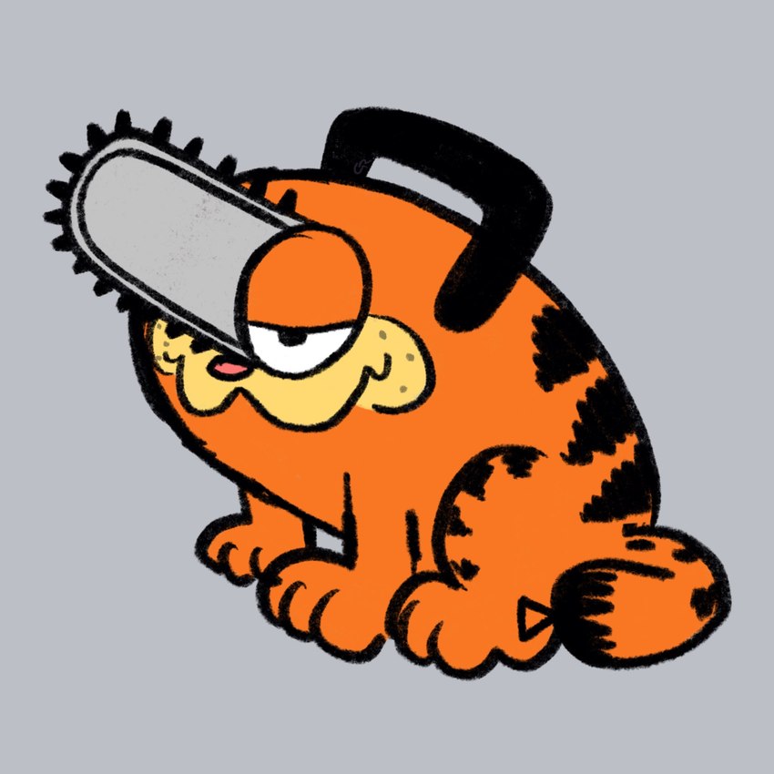 garfield the cat and pochita (garfield (series) and etc) created by memebasedgod69