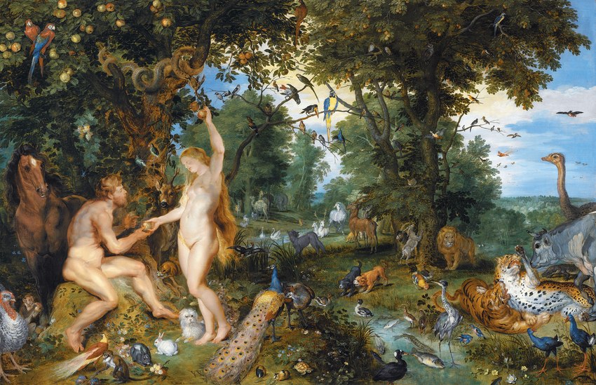 adam and eve (bible) created by jan brueghel the elder and peter paul rubens