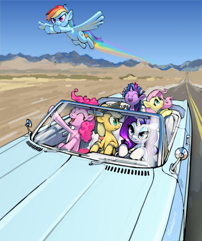 twilight sparkle, rainbow dash, fluttershy, pinkie pie, applejack, and etc (friendship is magic and etc) created by vombavr