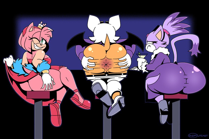 amy rose, blaze the cat, and rouge the bat (the murder of sonic the hedgehog and etc) created by ineptoutcast (artist)