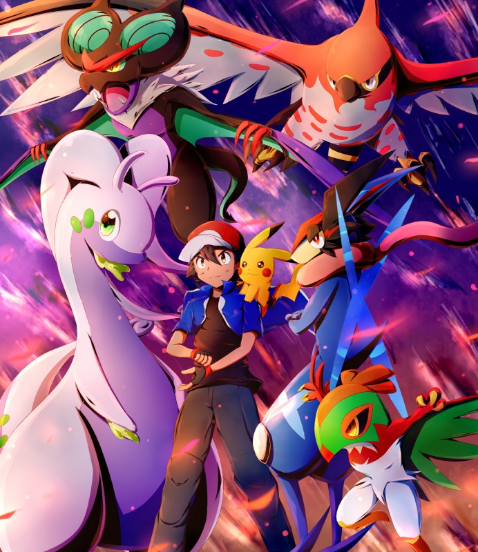 ash's pikachu, ash-greninja, ash ketchum, and pokemon trainer (mythology and etc) created by 遊 (artist)