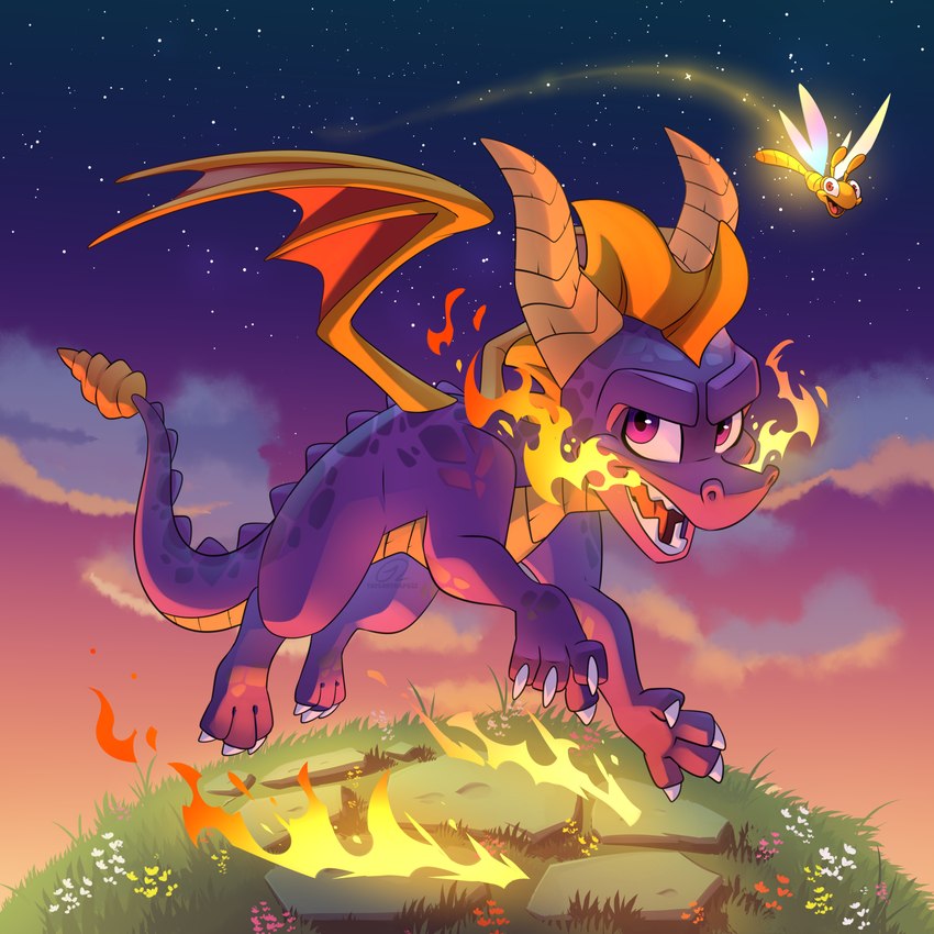 sparx and spyro (spyro reignited trilogy and etc) created by taylortrap622