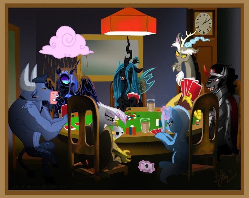 queen chrysalis, nightmare moon, king sombra, iron will, discord, and etc (friendship is magic and etc) created by joellethenose