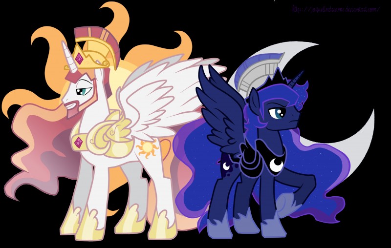 princess celestia and princess luna (friendship is magic and etc) created by jaquelindreamz