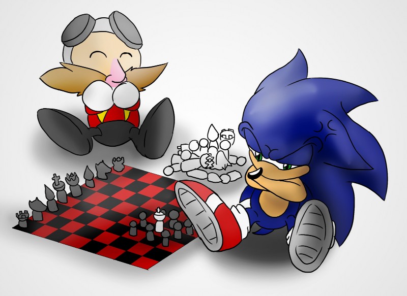 dr. eggman and sonic the hedgehog (sonic the hedgehog (series) and etc) created by shirokaze2012