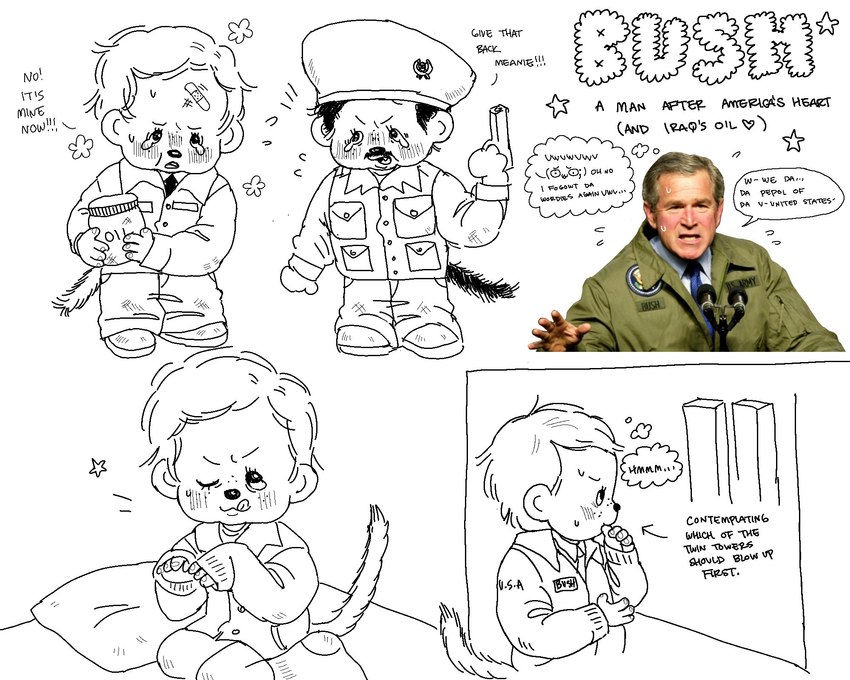 george w. bush and saddam hussein (9/11) created by holymilkmother