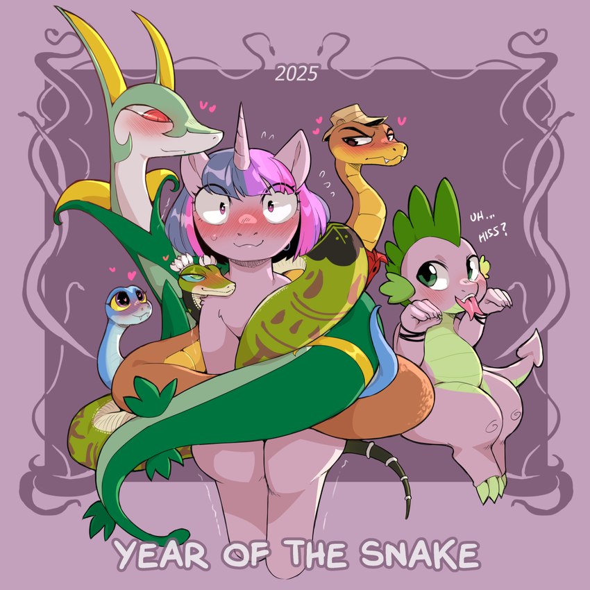 maddie, master viper, mr. snake, spike, and twilight sparkle (friendship is magic and etc) created by cold-blooded-twilight