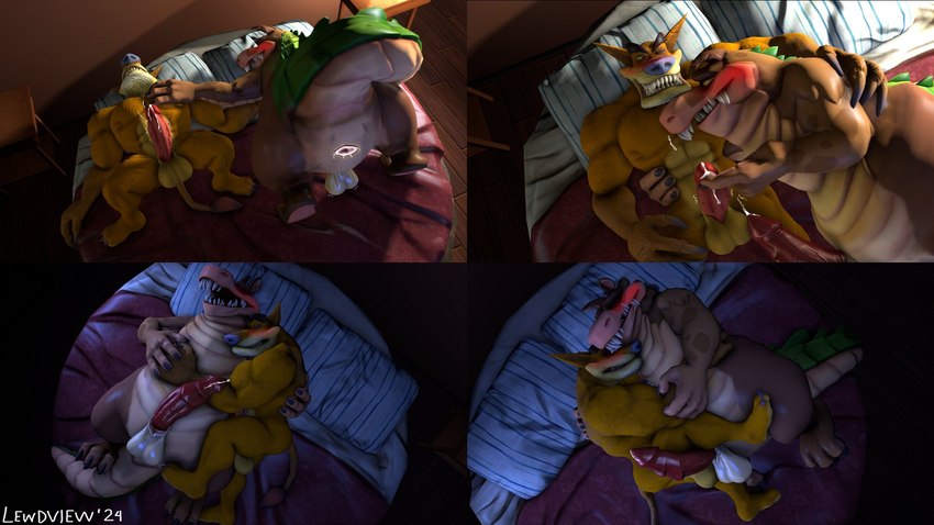 dingodile and tiny tiger (crash bandicoot (series) and etc) created by fr34ky4urry123 and lewdview