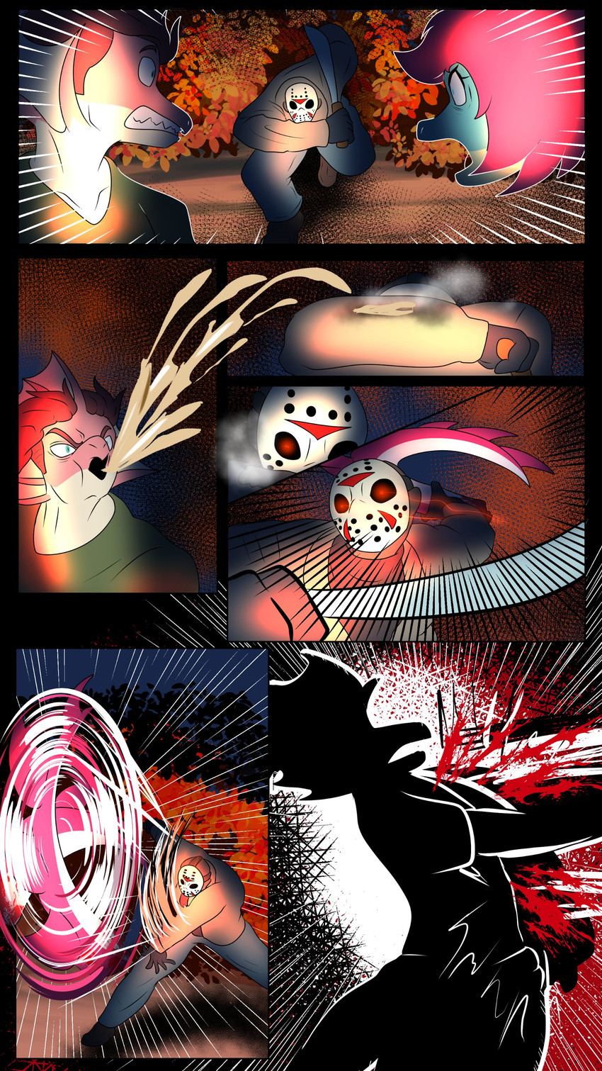 damien payne, jason voorhees, and liz farlane (friday the 13th (series) and etc) created by fuegosonic93