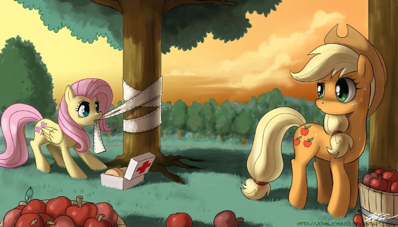 applejack and fluttershy (friendship is magic and etc) created by john joseco