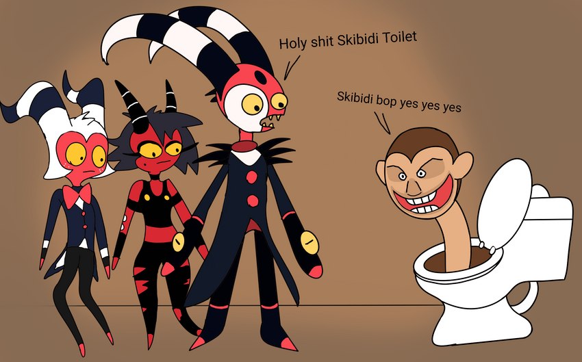 blitzo, millie, and moxxie (skibidi toilet and etc) created by anonymous artist