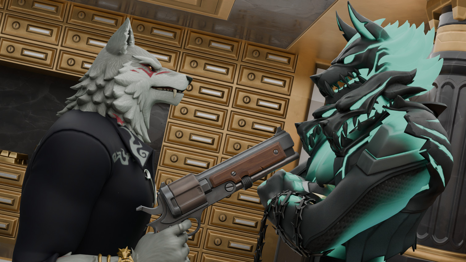 cerberus and fletcher kane (epic games and etc) created by freedov3 (edward)