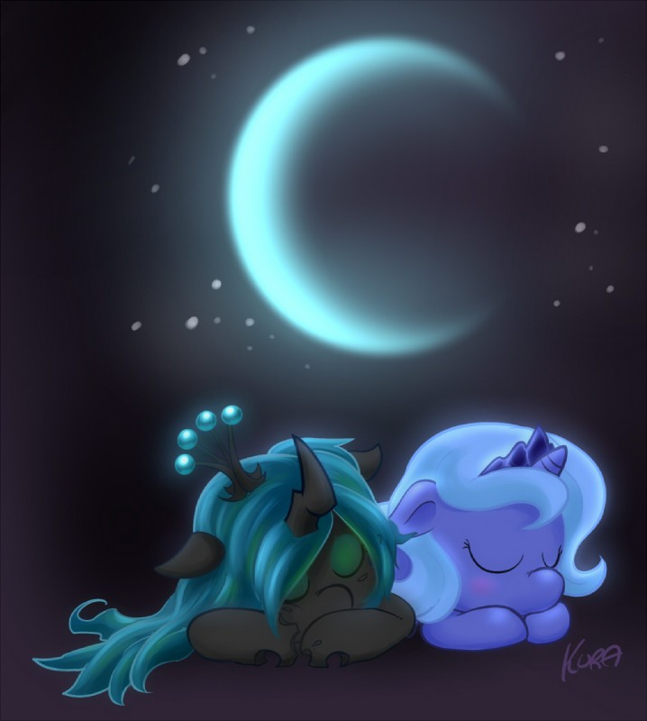 princess luna and queen chrysalis (friendship is magic and etc) created by kuraton