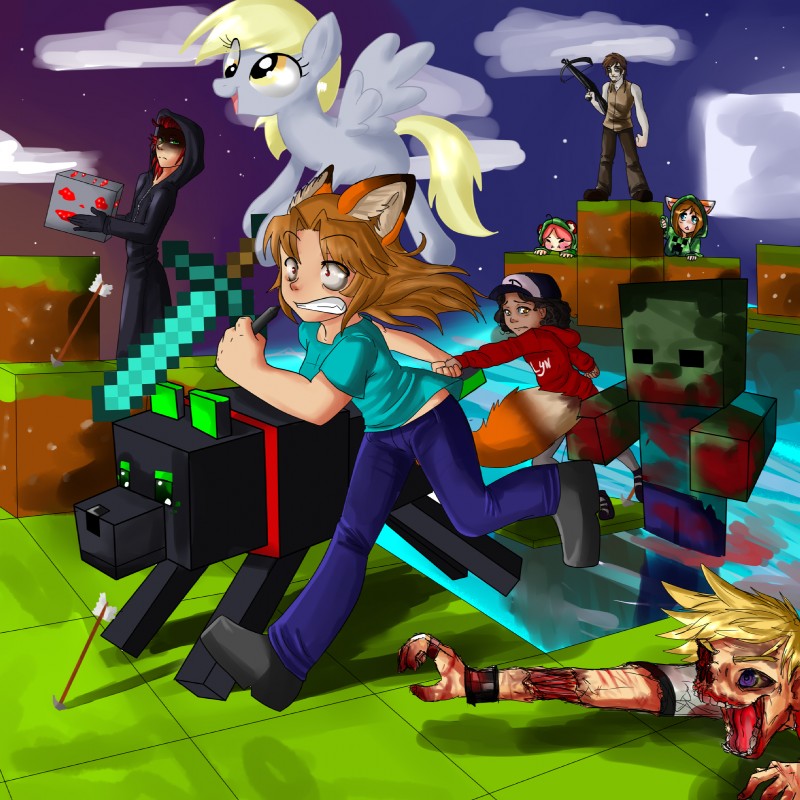 axel, clementine, daryl dixon, derpy hooves, and roxas (friendship is magic and etc) created by pon3splash