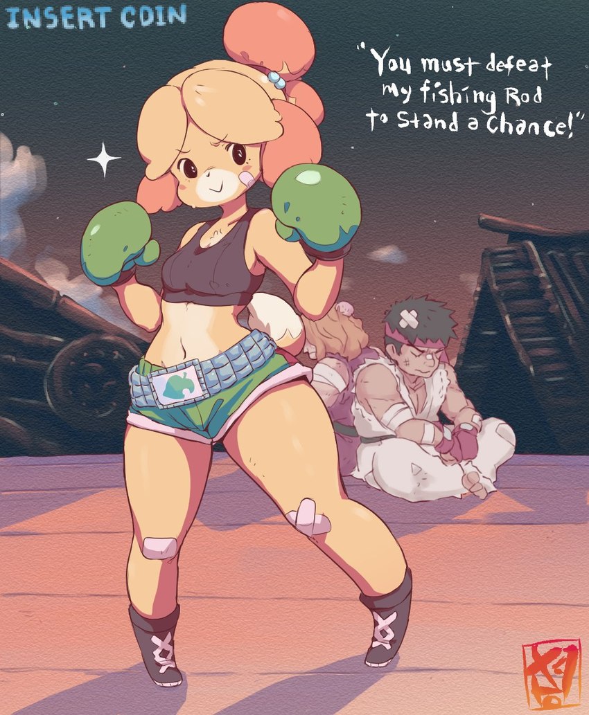 isabelle, ken masters, little mac, and ryu (super smash bros. and etc) created by starmilk