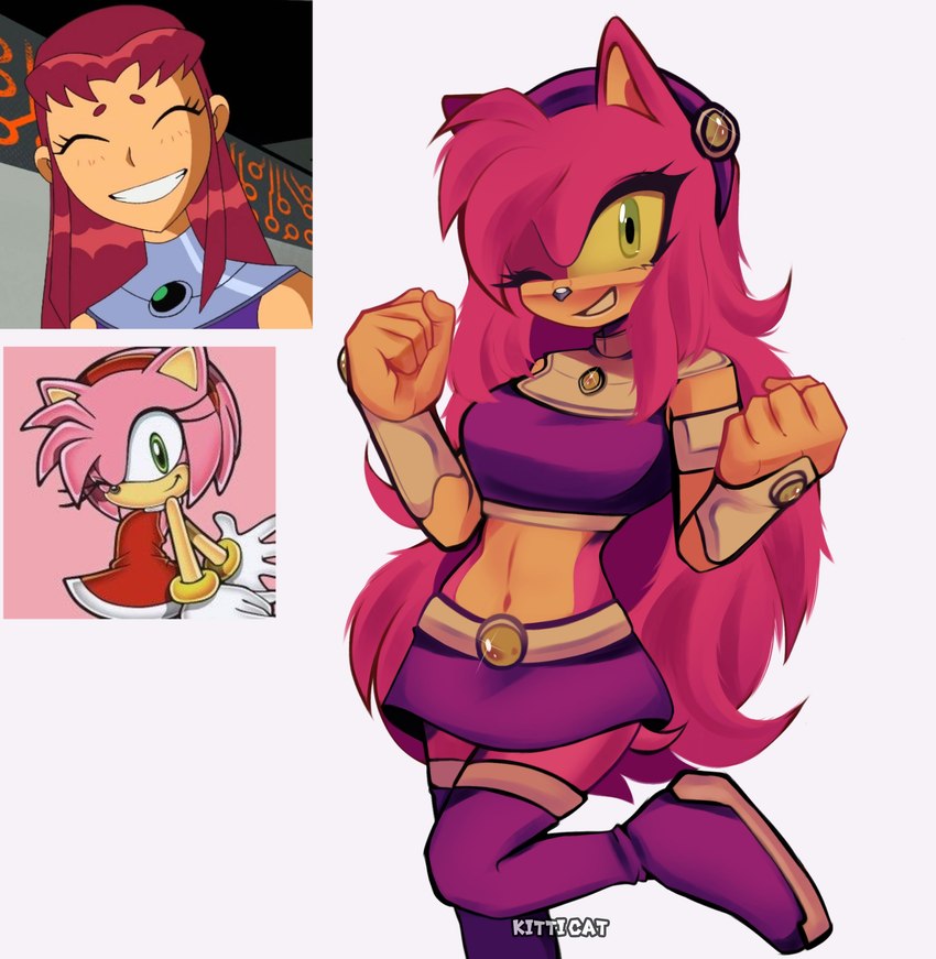 amy rose and starfire (sonic the hedgehog (series) and etc) created by vanyloveart